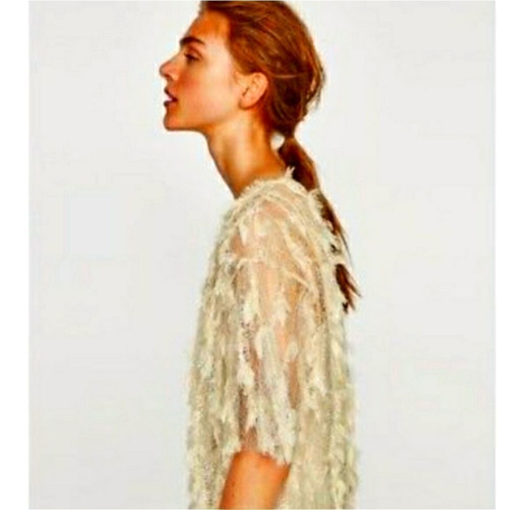 Zara New Plumage Blouse Cream Size S